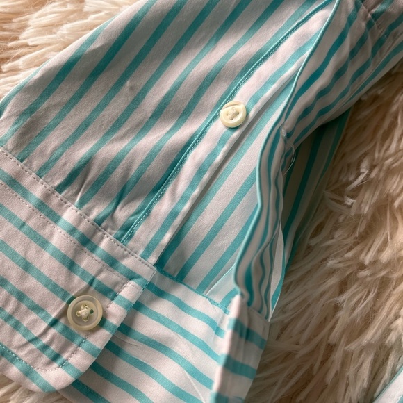 Polo Ralph Lauren Blue White Striped Button Down Shirt Men's Large Long Sleeve - Picture 7 of 9